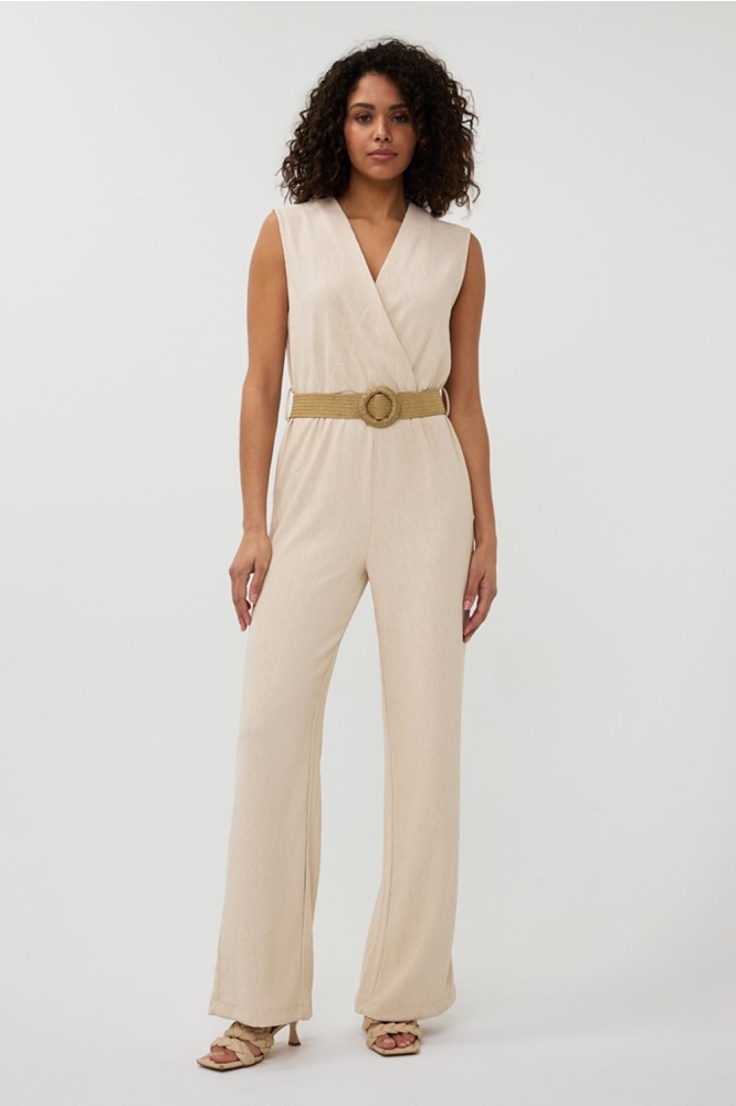 JUMPSUIT FANCY CRINKLE SP25 30018 168 light sand